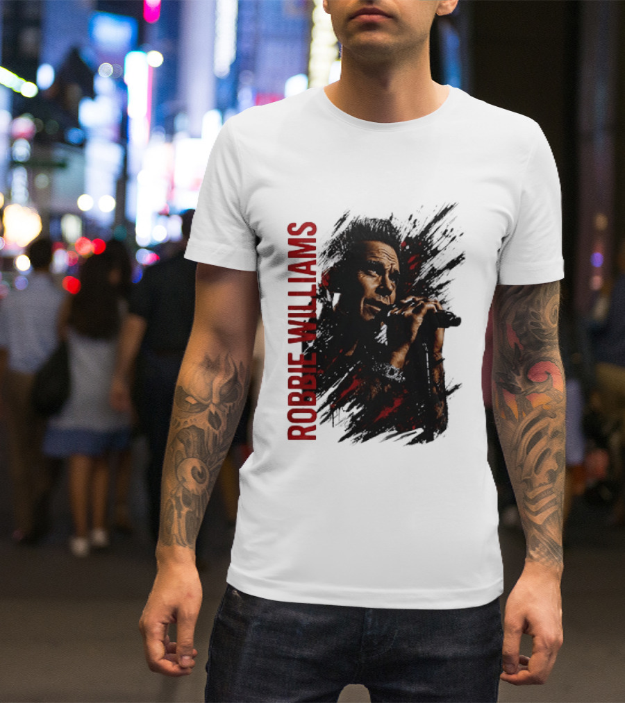 Robbie Williams Pop Star Singer Microphone Performance T-Shirt