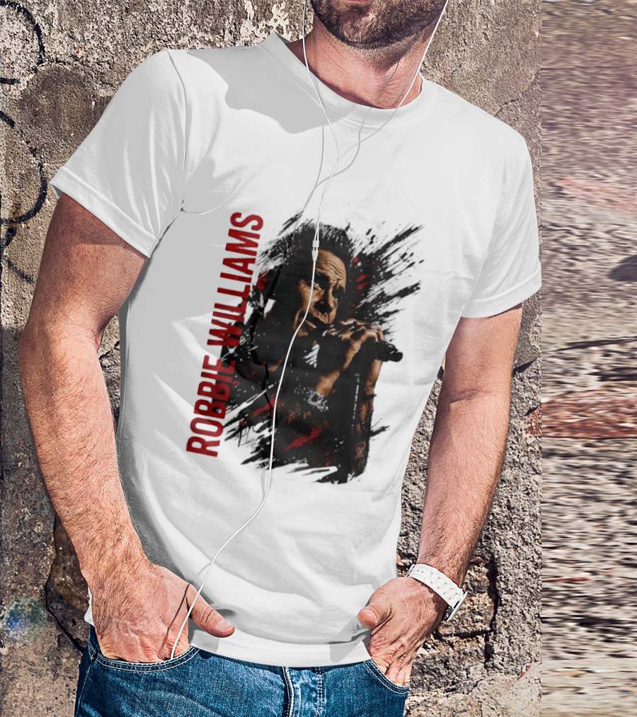 Robbie Williams Pop Star Singer Microphone Performance T-Shirt