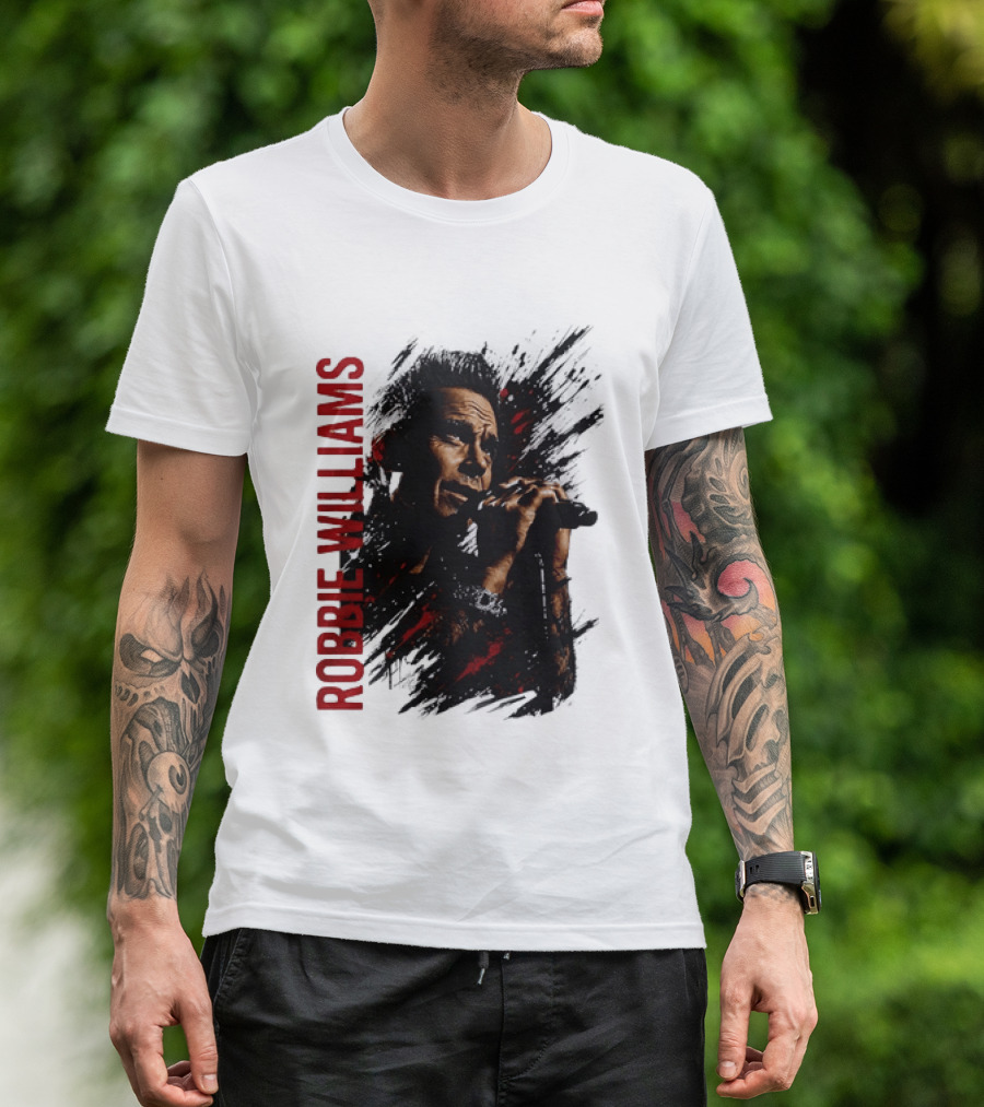 Robbie Williams Pop Star Singer Microphone Performance T-Shirt