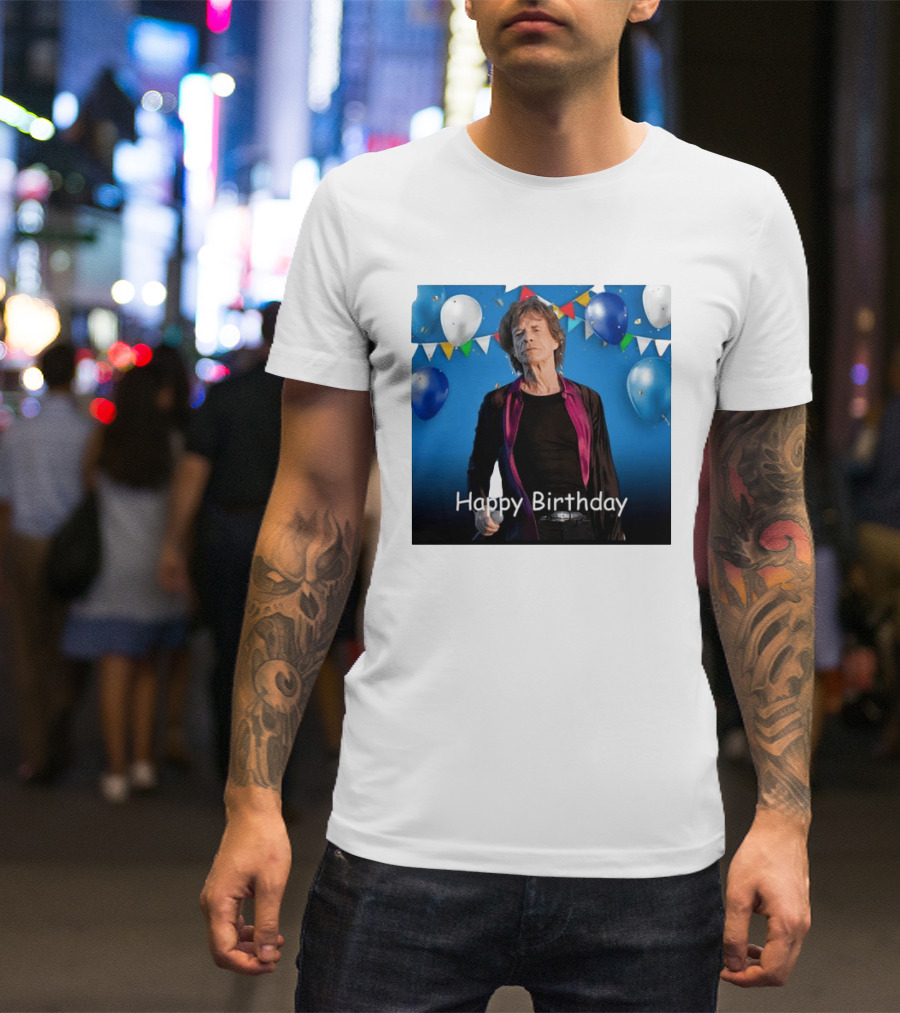 Happy Birthday Sir Mick Jagger Balloons And Banners Celebration T-Shirt