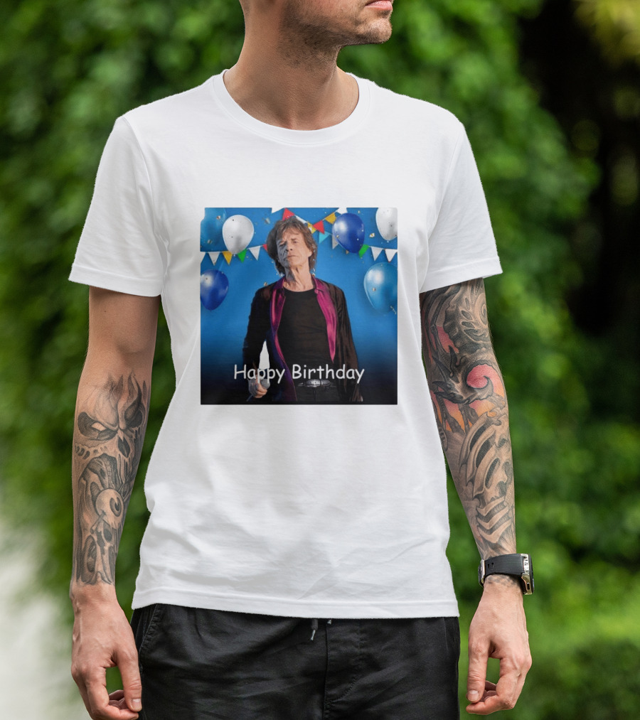 Happy Birthday Sir Mick Jagger Balloons And Banners Celebration T-Shirt