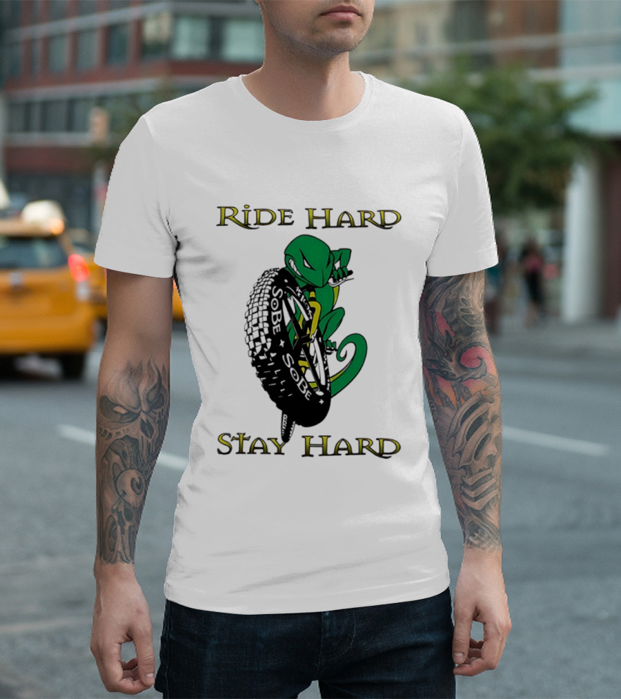 Sobe Chameleon Ride Hard Stay Hard Mountain Biking Tire Concept T-Shirt