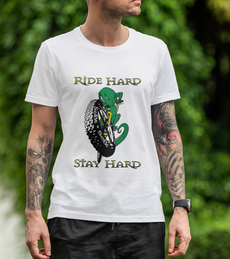 Sobe Chameleon Ride Hard Stay Hard Mountain Biking Tire Concept T-Shirt