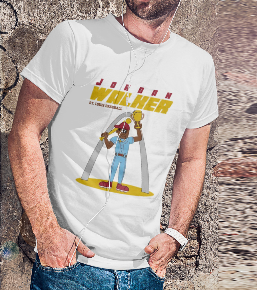 Jordan Walker St. Louis Cardinals MLB Cartoon Character With Trophy And Bat T-Shirt