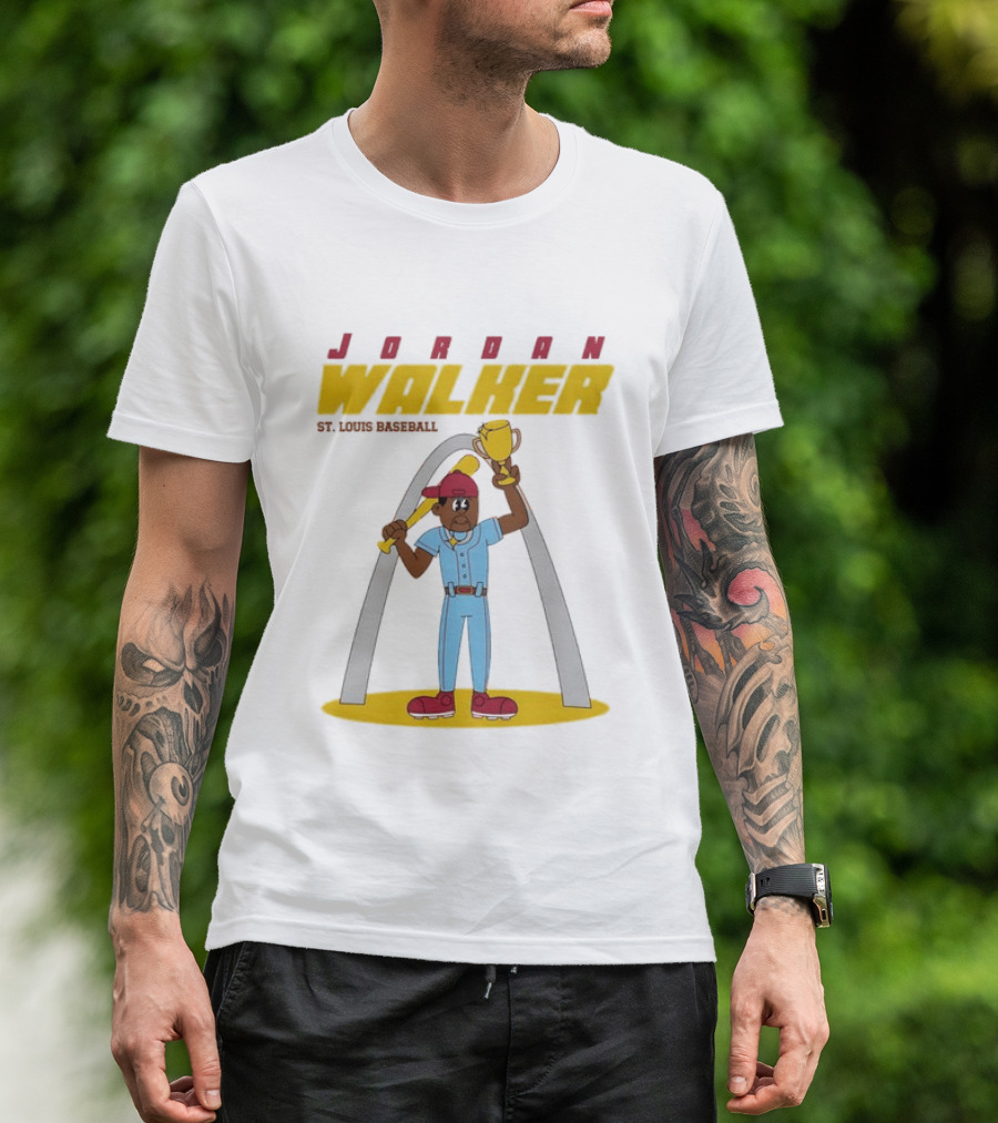 Jordan Walker St. Louis Cardinals MLB Cartoon Character With Trophy And Bat T-Shirt