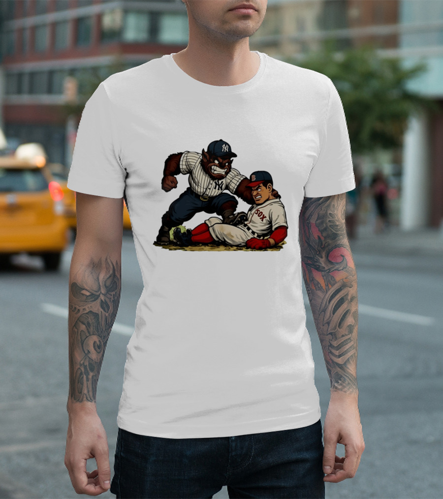 New York Yankees Werewolf Vs Boston Red Sox Player Showdown T-Shirt