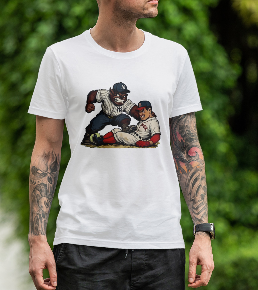 New York Yankees Werewolf Vs Boston Red Sox Player Showdown T-Shirt