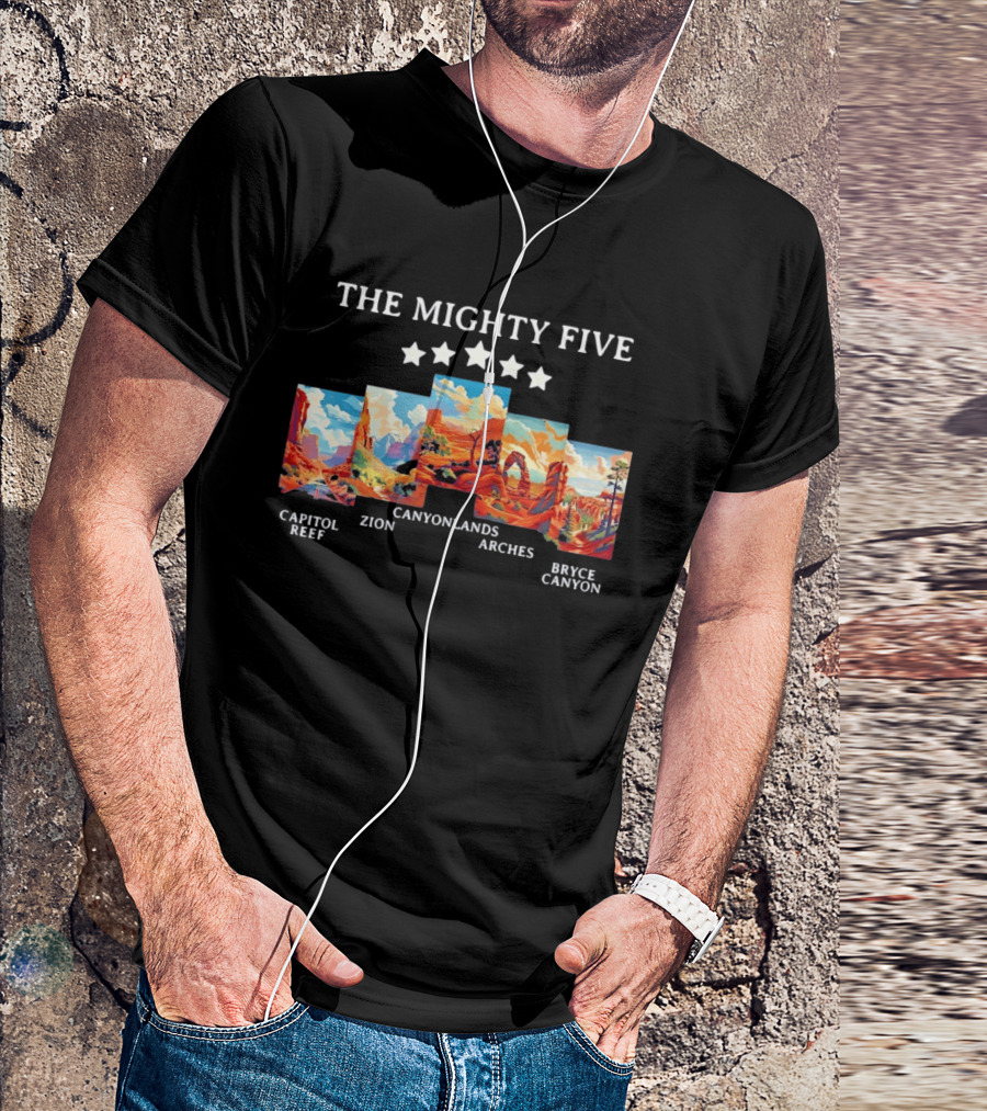 The Mighty Five Capitol Reef Zion Canyonlands Arches Bryce Canyon T-Shirt