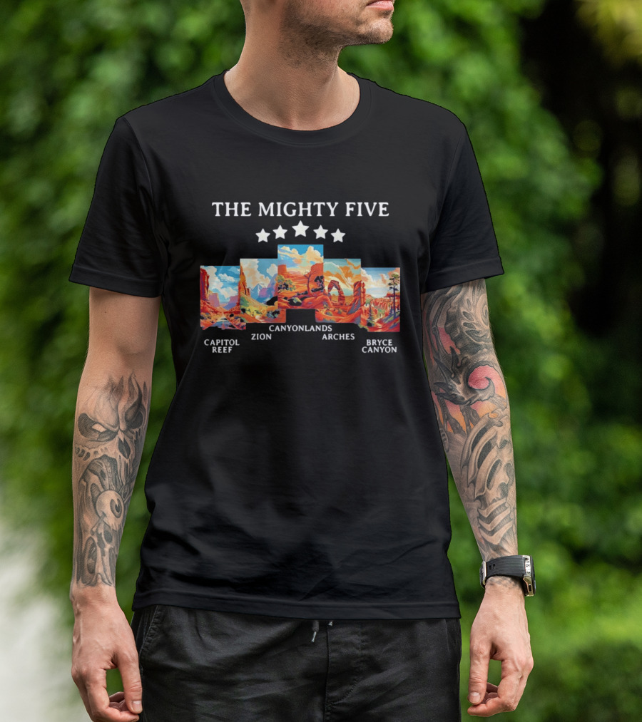 The Mighty Five Capitol Reef Zion Canyonlands Arches Bryce Canyon T-Shirt