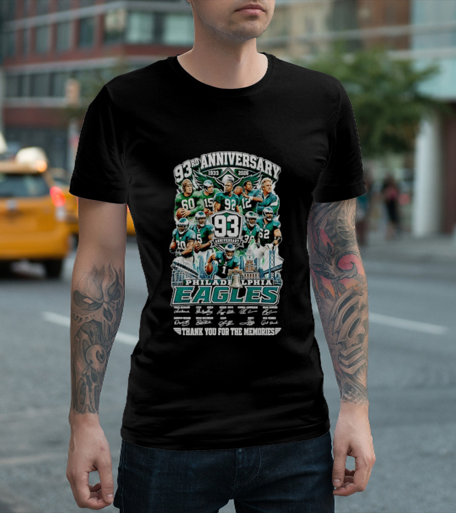 Philadelphia Eagles 93rd Anniversary 1933 2026 Thanks For The Memories With Signatures T-Shirt