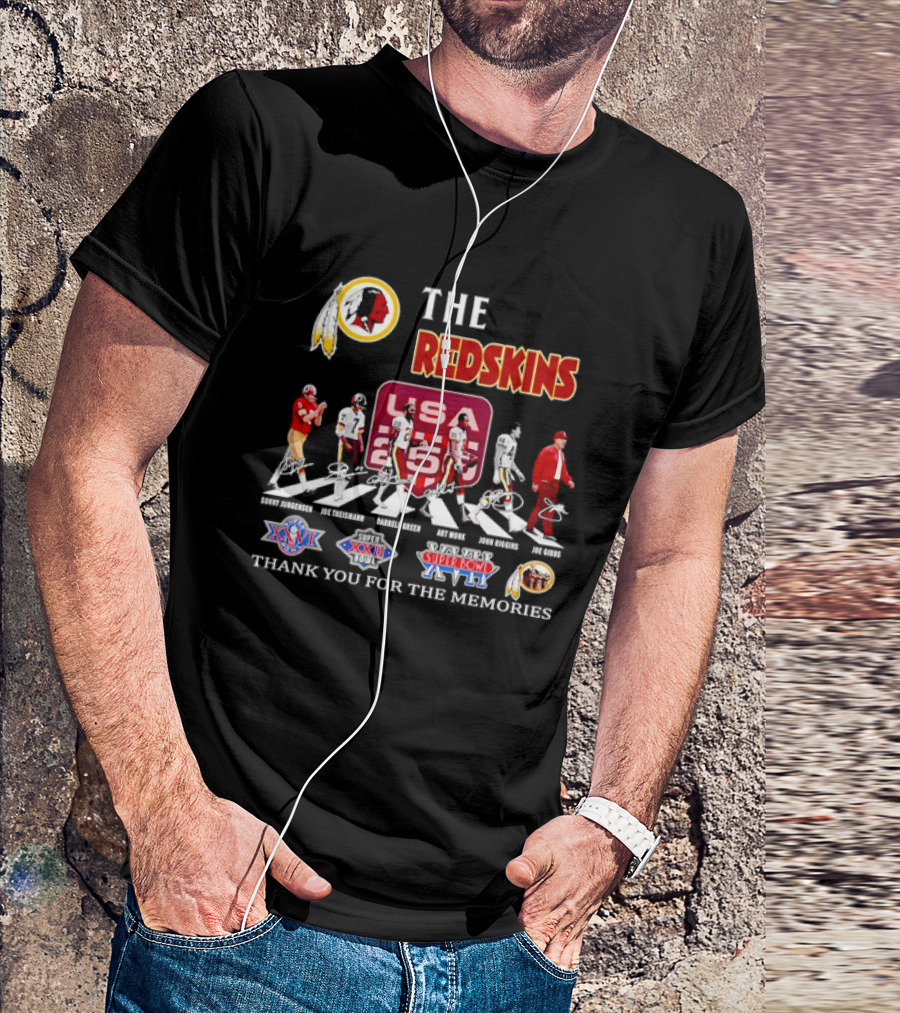 The Washington Redskins Legends Theismann Gibbs Jurgensen Green Monk Riggins Thank You For The Memories USA Redskins Super Bowl XVII XXII XXVI T-Shirt