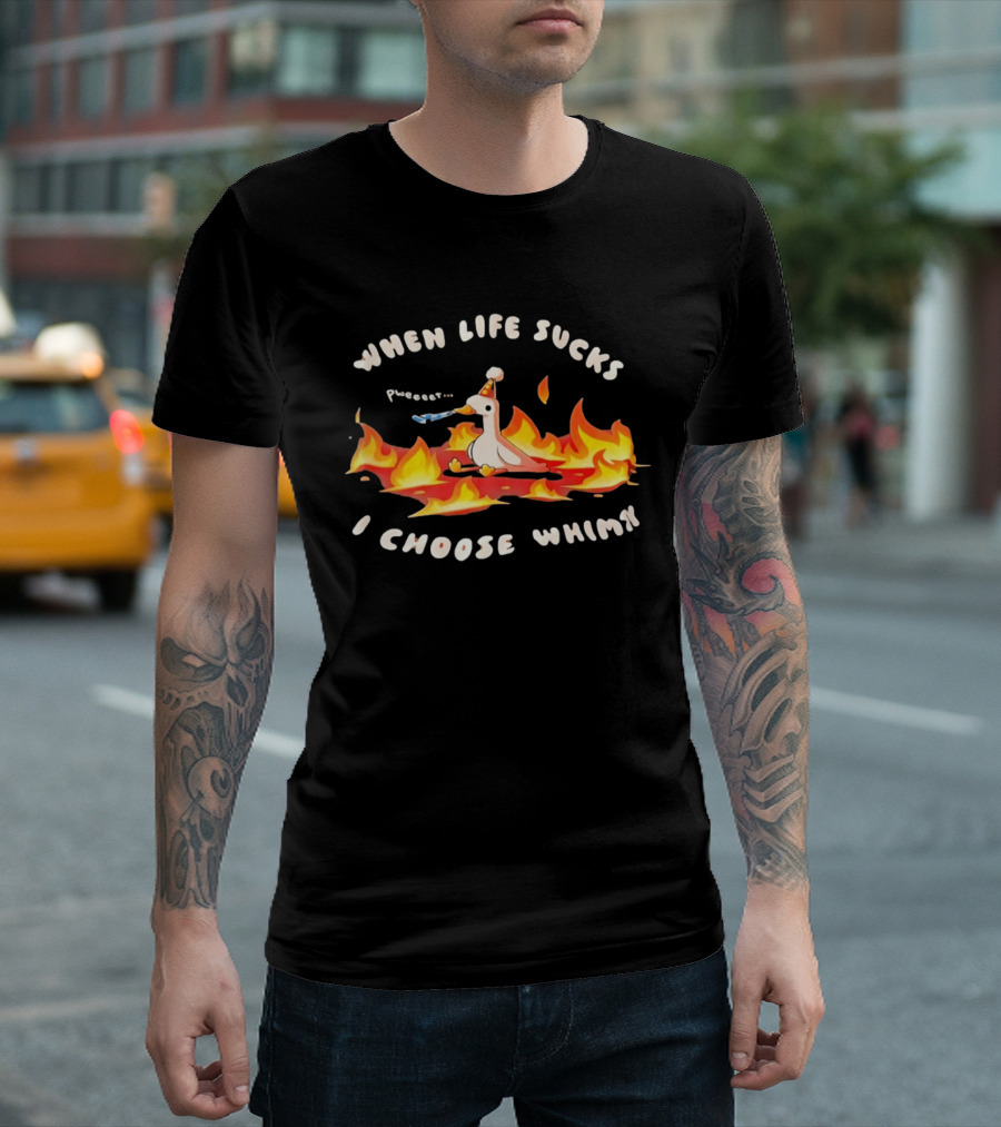 When Life Sucks I Choose Whimsy Duck Party Hat Fire Peep Peep T-Shirt