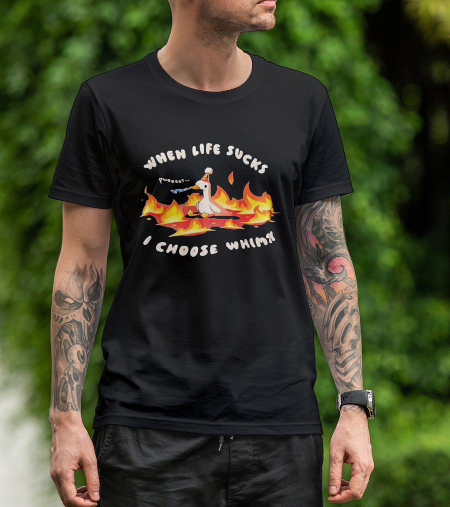 When Life Sucks I Choose Whimsy Duck Party Hat Fire Peep Peep T-Shirt