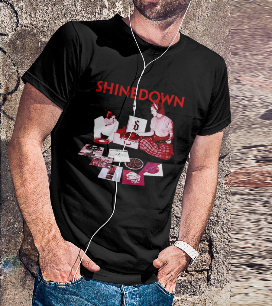Shinedown Vinyl Record Collage Retro Music Band T-Shirt