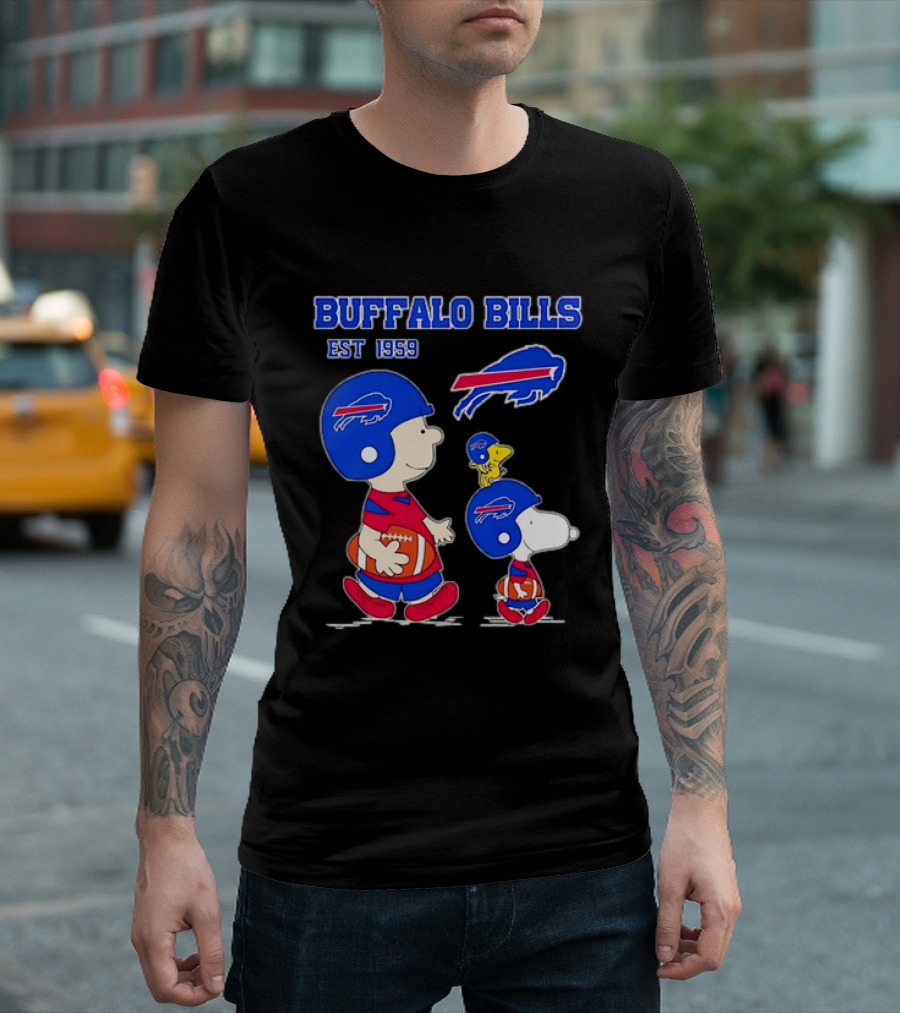 Buffalo Bills Est 1959 Charlie Brown Snoopy Peanuts Football Helmet T-Shirt