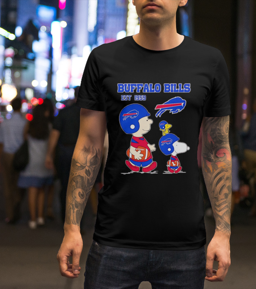 Buffalo Bills Est 1959 Charlie Brown Snoopy Peanuts Football Helmet T-Shirt