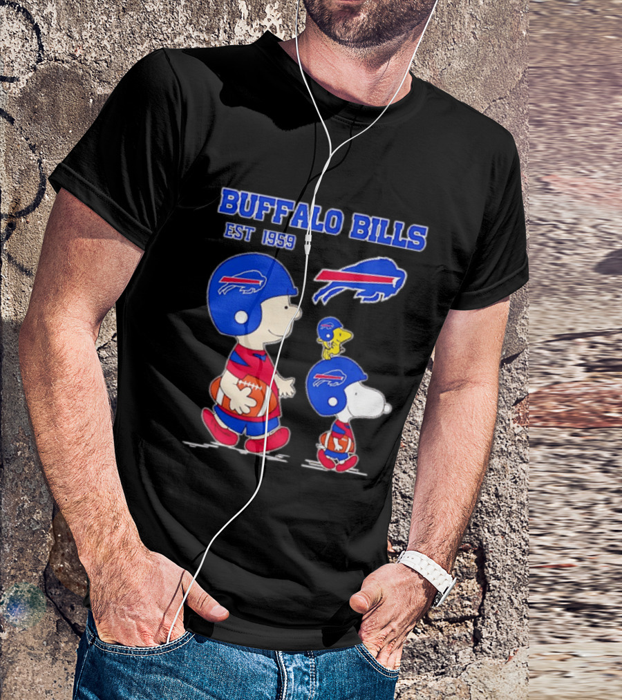 Buffalo Bills Est 1959 Charlie Brown Snoopy Peanuts Football Helmet T-Shirt