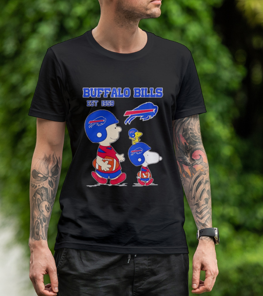 Buffalo Bills Est 1959 Charlie Brown Snoopy Peanuts Football Helmet T-Shirt