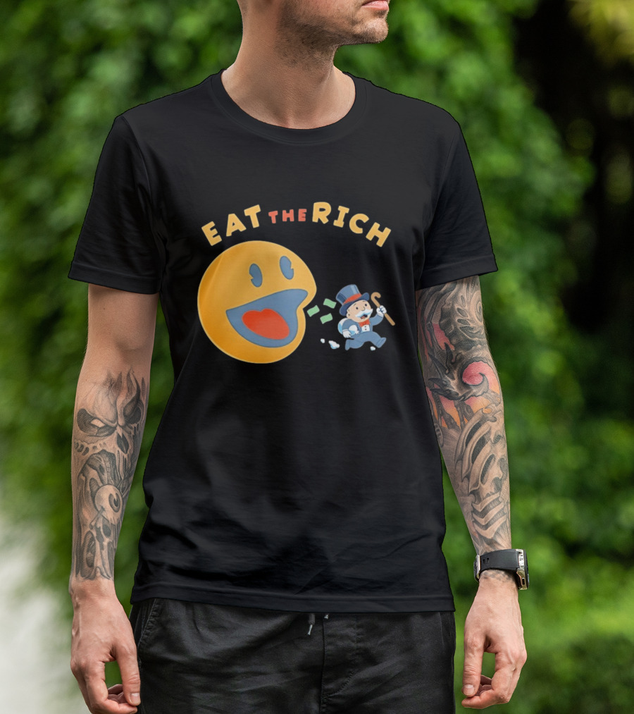 Eat The Rich Monopoly Man Pac Man Capitalism T-Shirt