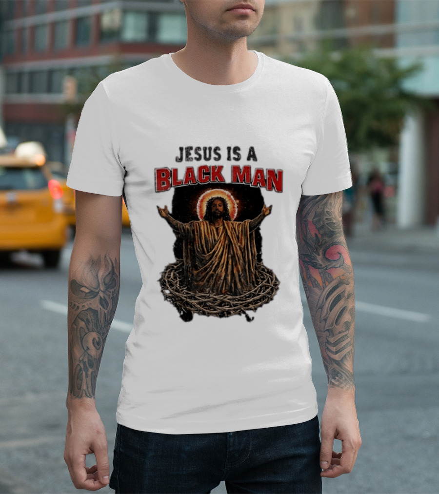 Jesus Is A Black Man With Thorns And Radiant Halo T-Shirt