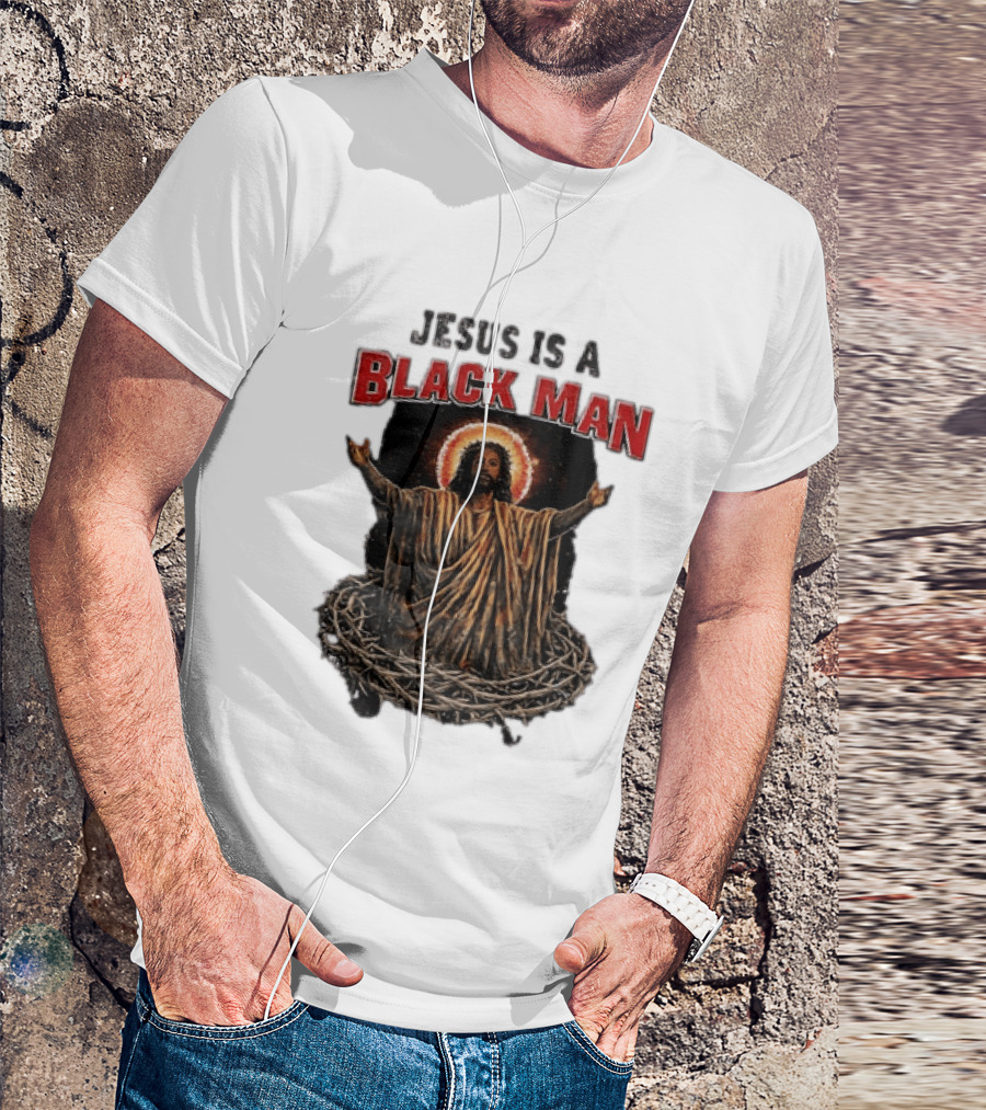 Jesus Is A Black Man With Thorns And Radiant Halo T-Shirt