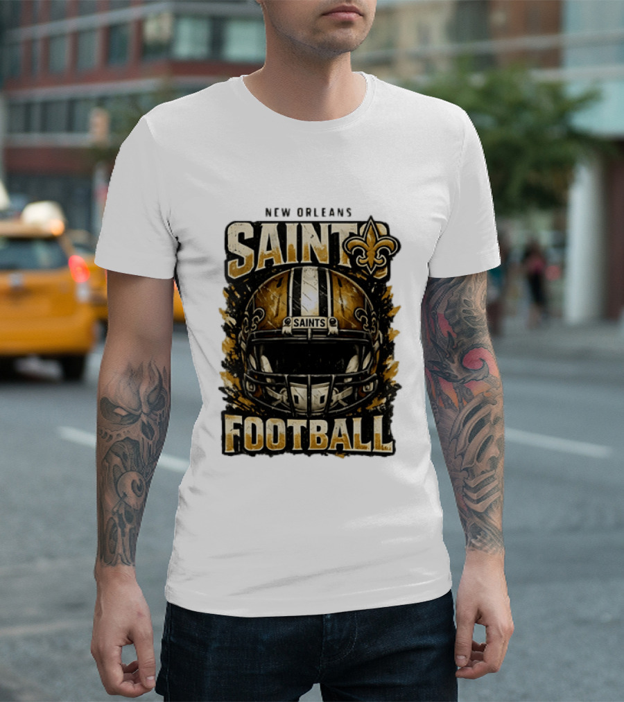 New Orleans Saints Football Helmet Distressed Fleur De Lis T-Shirt