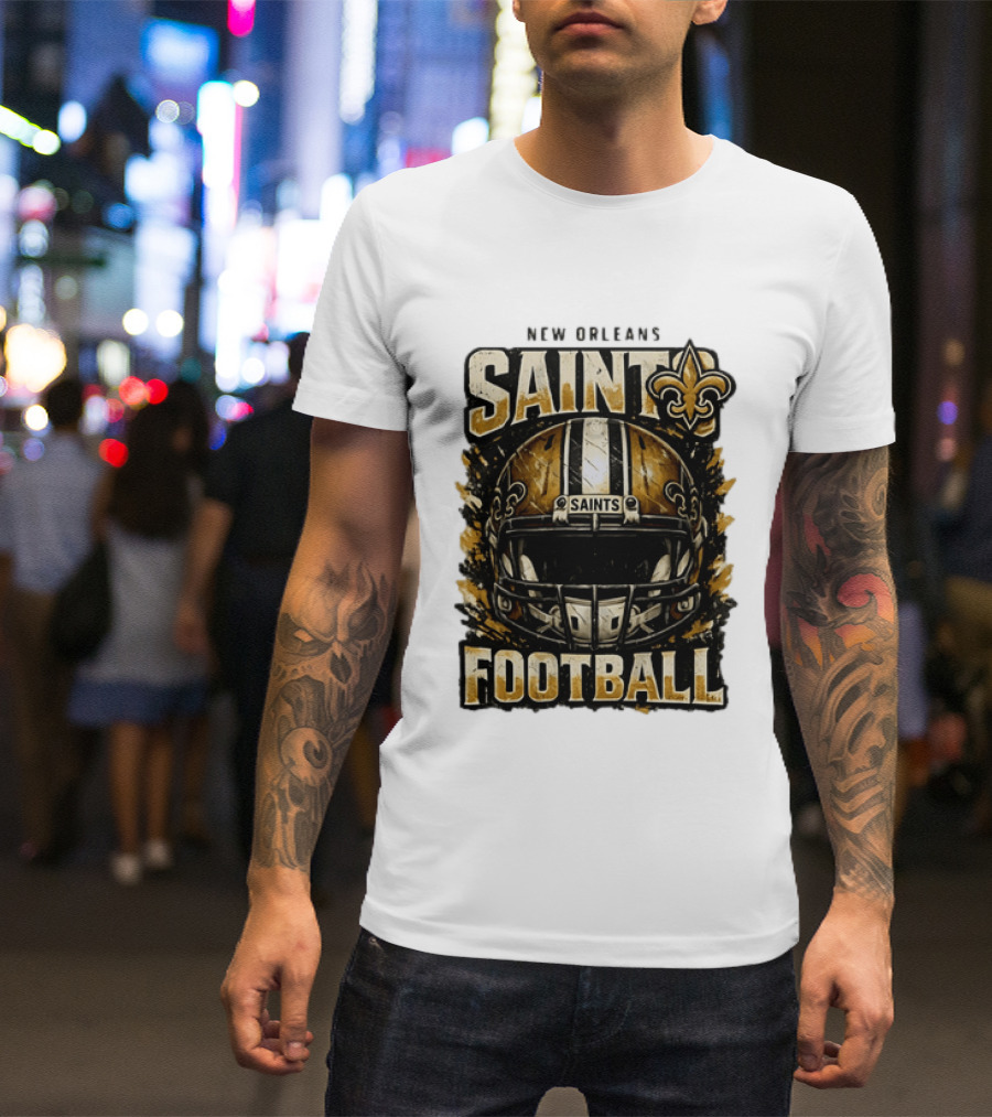New Orleans Saints Football Helmet Distressed Fleur De Lis T-Shirt