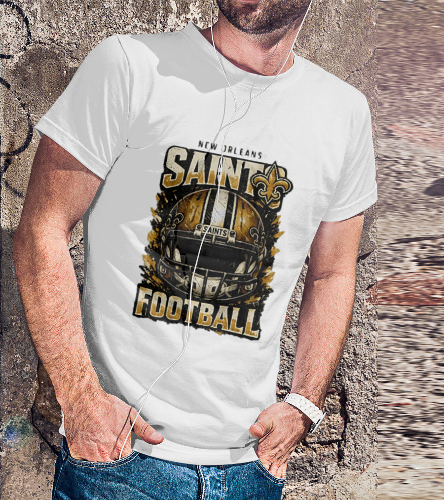 New Orleans Saints Football Helmet Distressed Fleur De Lis T-Shirt