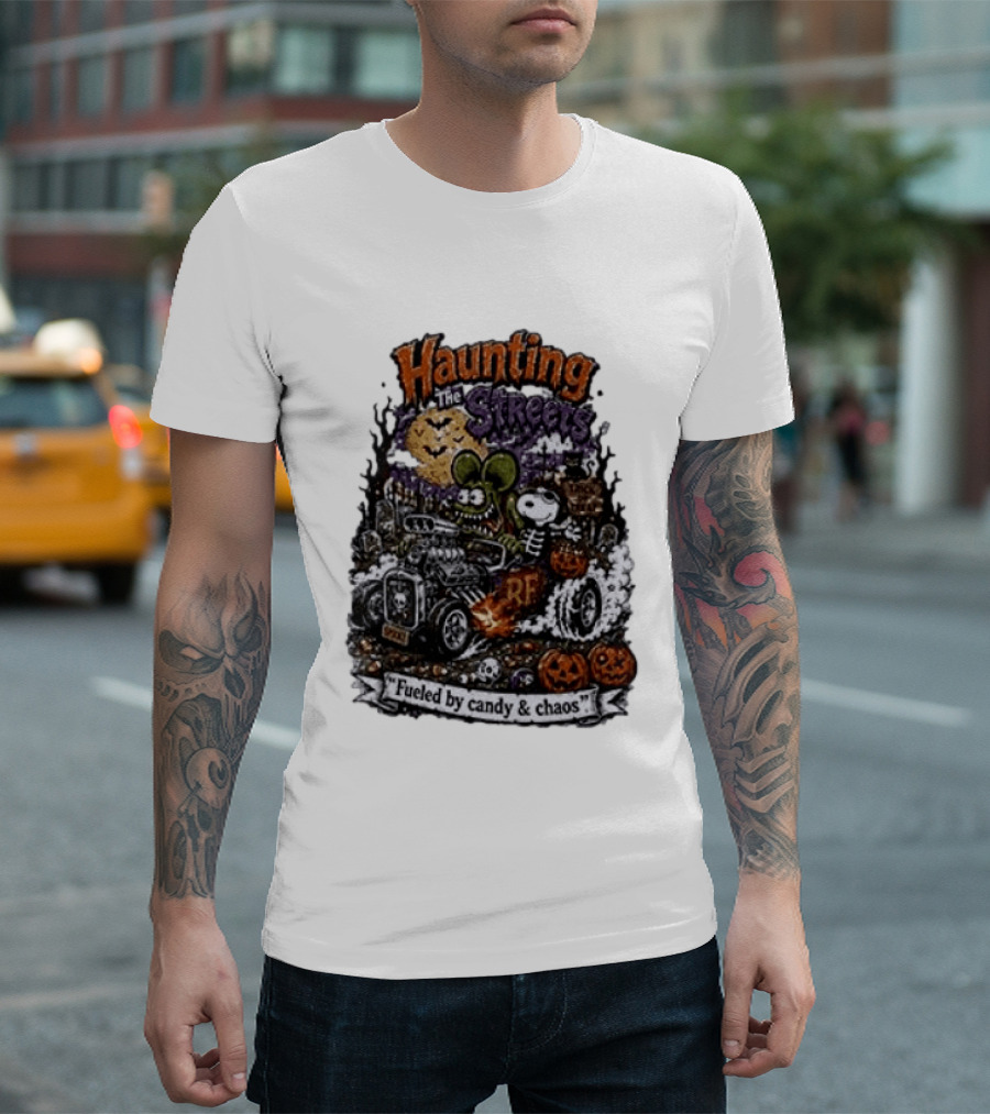 Peanuts Snoopy X Rat Fink Haunting The Streets Fueled By Candy & Chaos Halloween T-Shirt