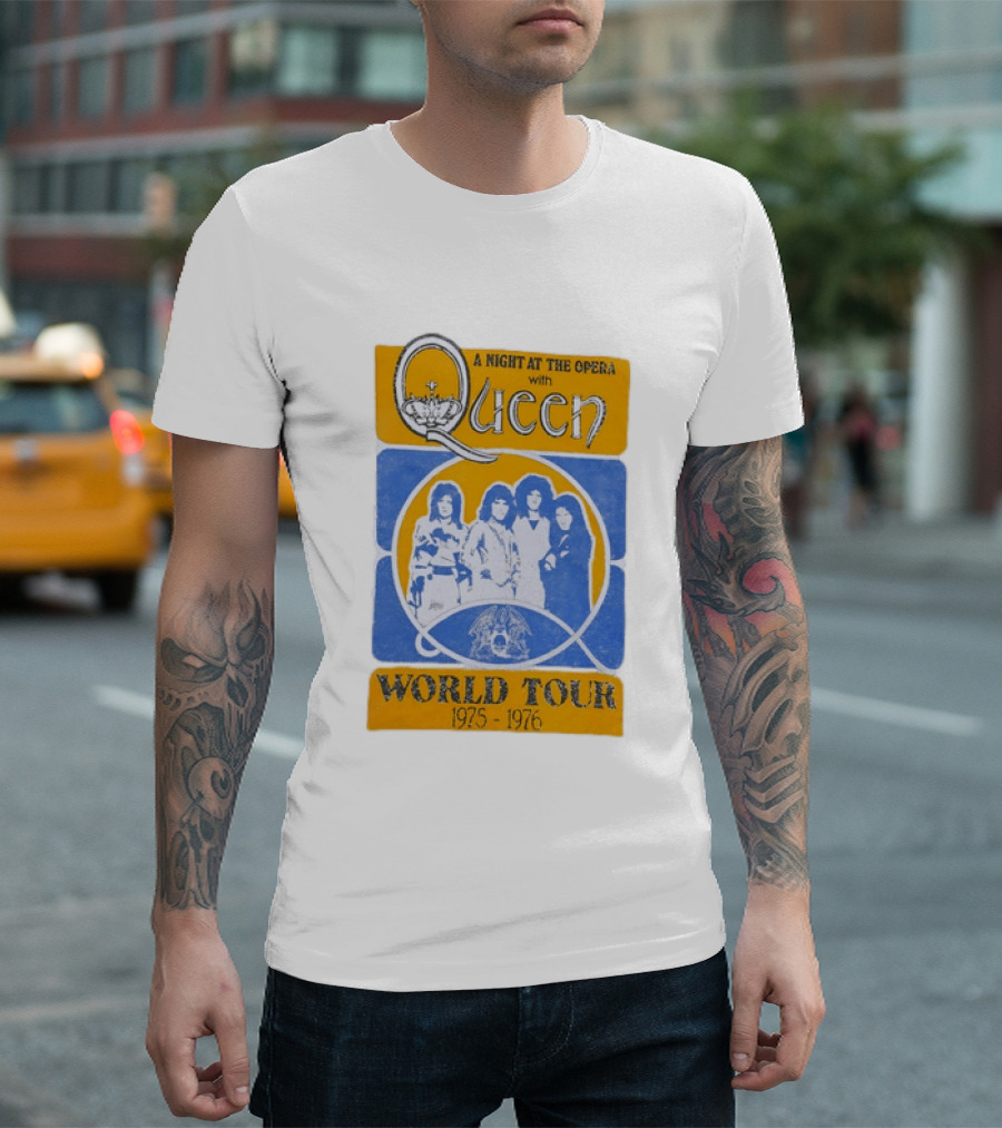 Queen A Night At The Opera World Tour 1975 1976 Vintage Band Photo T-Shirt