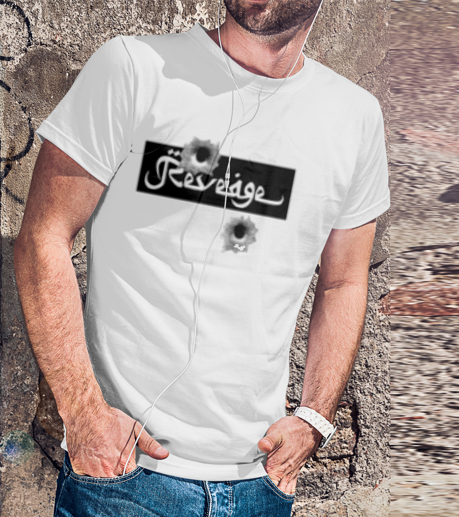 Revenge Arabic Text White Black Fusion T-Shirt