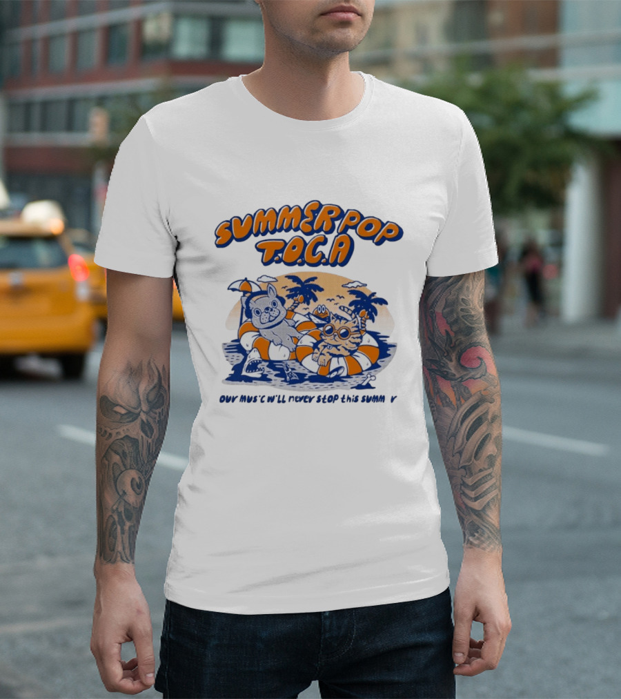 Summer Pop TOCA French Bulldog And Cat Endless Summer Music Vibes T-Shirt