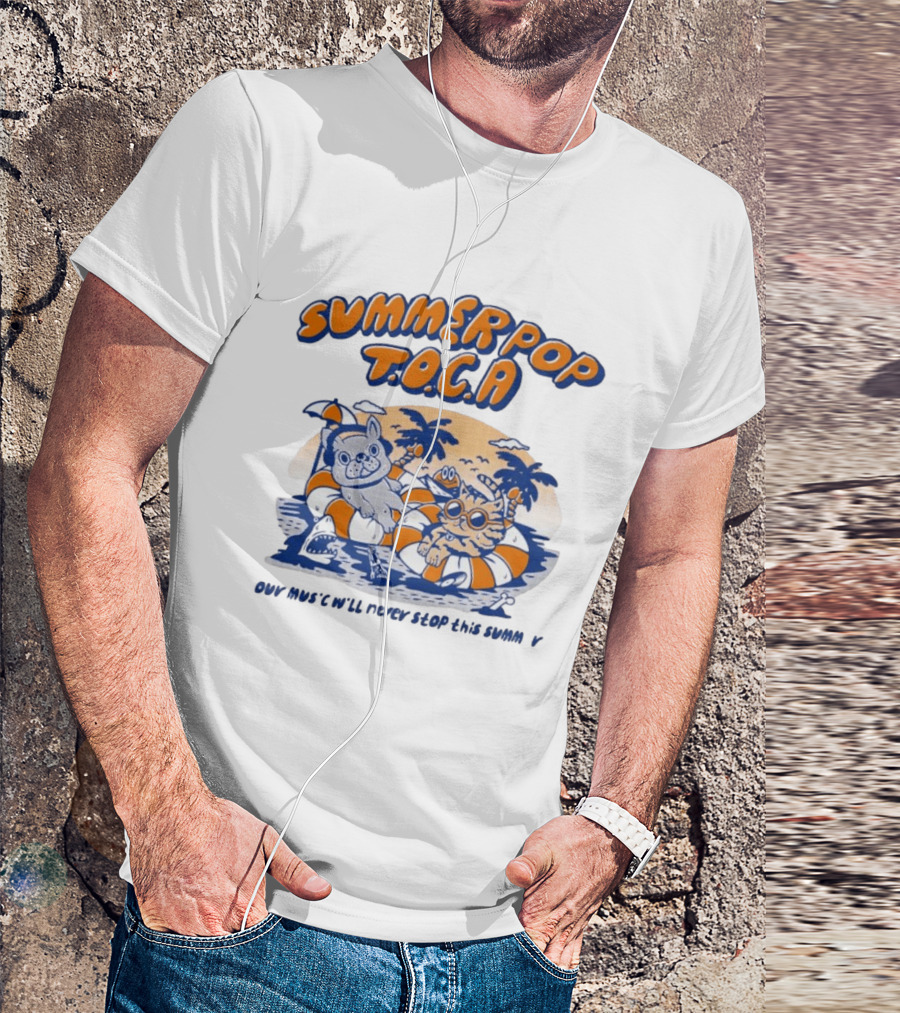 Summer Pop TOCA French Bulldog And Cat Endless Summer Music Vibes T-Shirt
