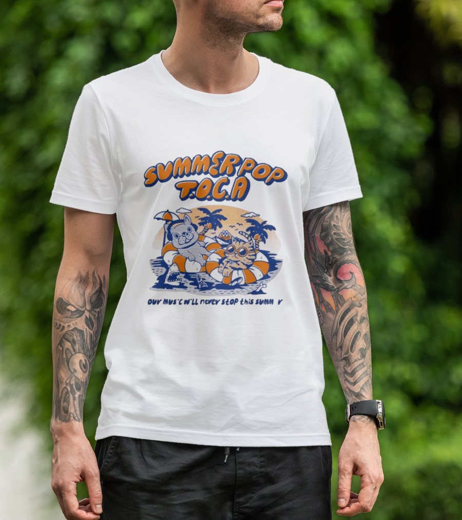 Summer Pop TOCA French Bulldog And Cat Endless Summer Music Vibes T-Shirt