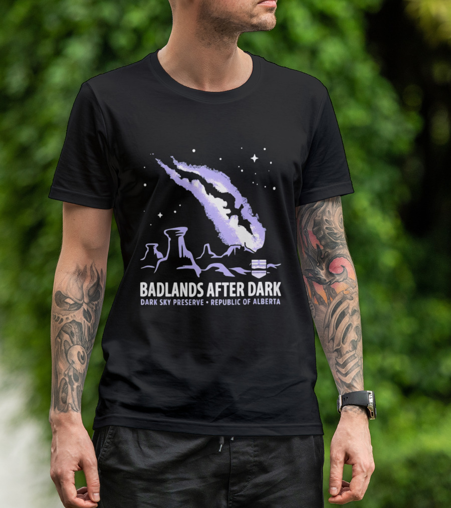 Badlands After Dark Dark Sky Preserve Republic Of Alberta Visionary Celestial Landscape T-Shirt