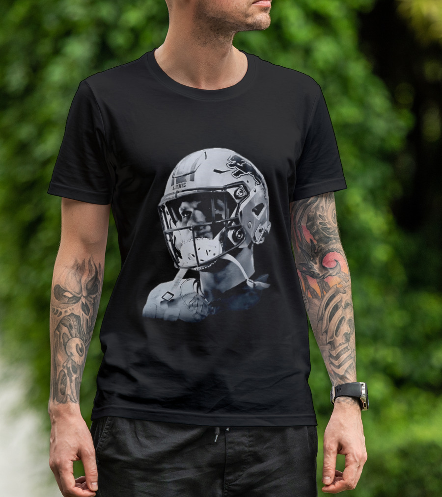 Detroit Lions Aidan Hutchinson Charcoal House Helmet Artistry T-Shirt