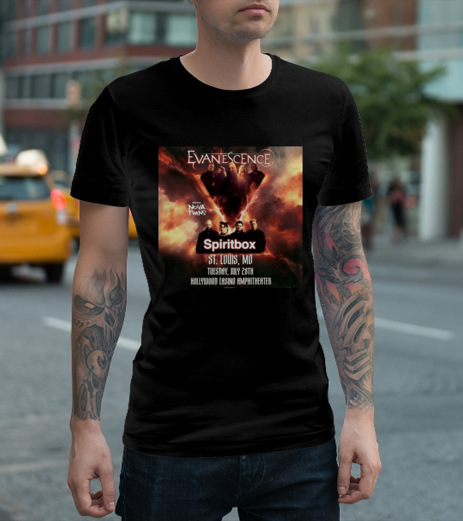 Evanescence Nova Twins Spiritbox Concert St. Louis MO July 28 Hollywood Casino Amphitheater T-Shirt