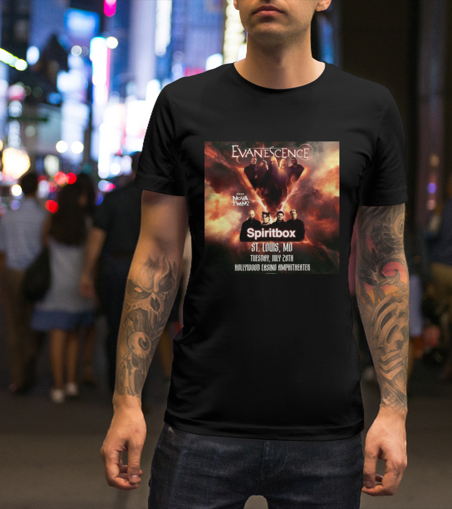 Evanescence Nova Twins Spiritbox Concert St. Louis MO July 28 Hollywood Casino Amphitheater T-Shirt