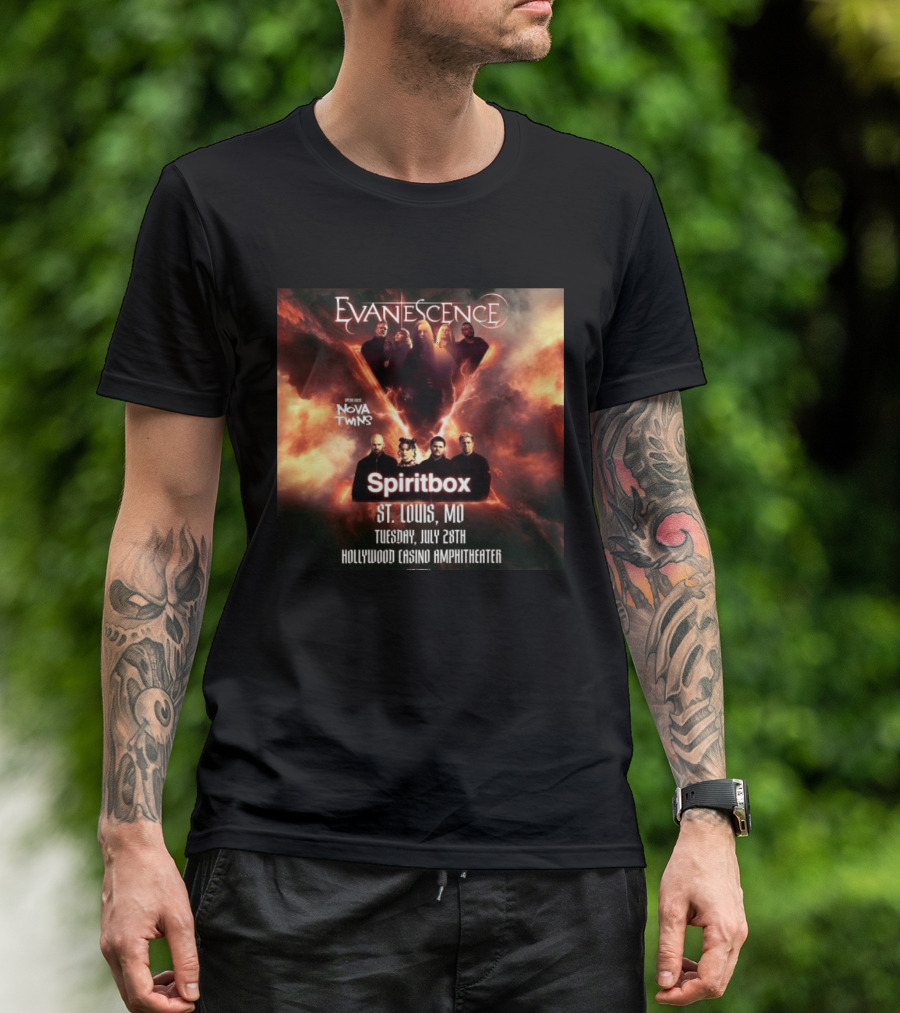 Evanescence Nova Twins Spiritbox Concert St. Louis MO July 28 Hollywood Casino Amphitheater T-Shirt