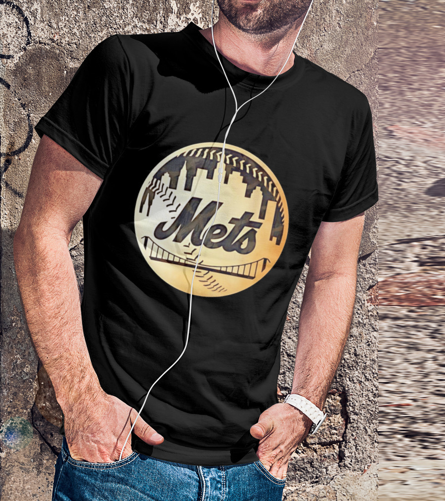 New York Mets Baseball Skyline Bridge MLB T-Shirt