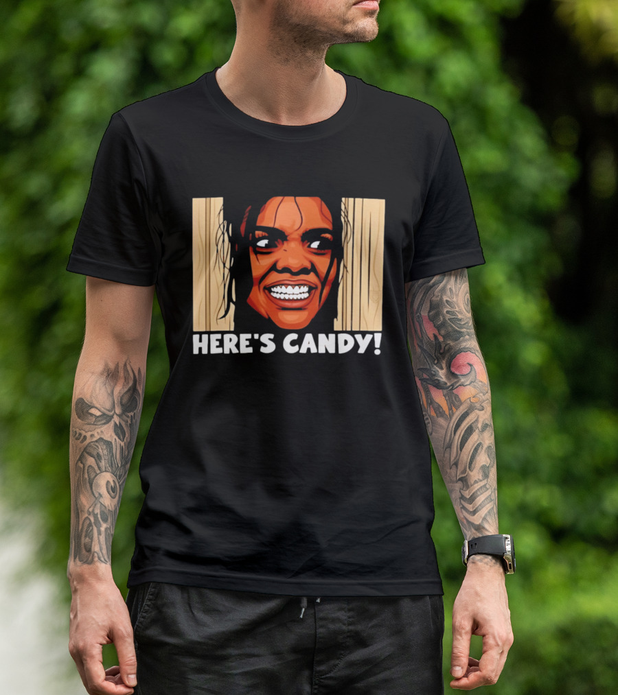 Here's Candy Horror Movie Halloween Face Breaking Through Wood T-Shirt