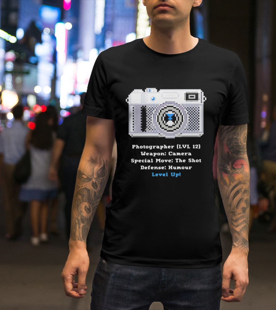 Photographer LVL 12 Weapon Camera Special Move The Shot Defense Humour Level Up T-Shirt
