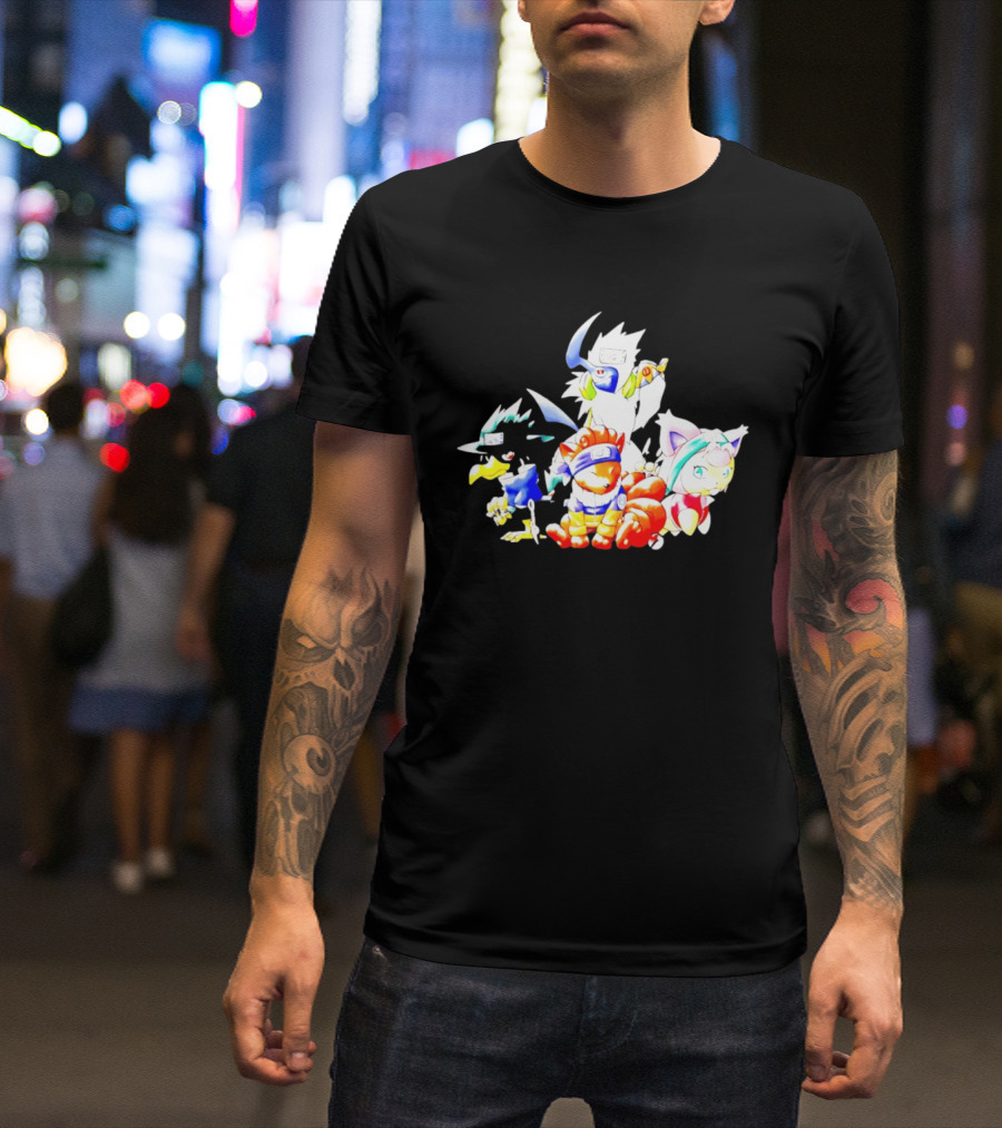 Chibi Pokemon Naruto Crossover With Animal Characters T-Shirt