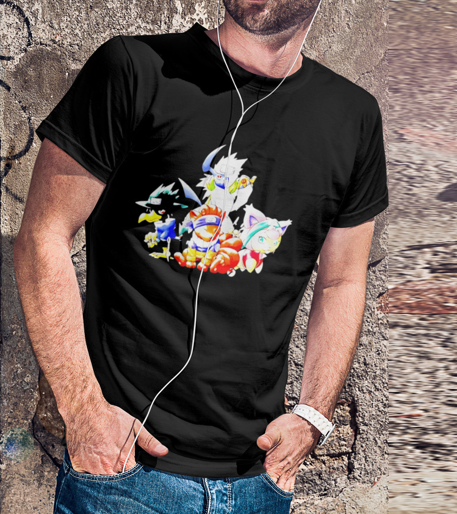 Chibi Pokemon Naruto Crossover With Animal Characters T-Shirt