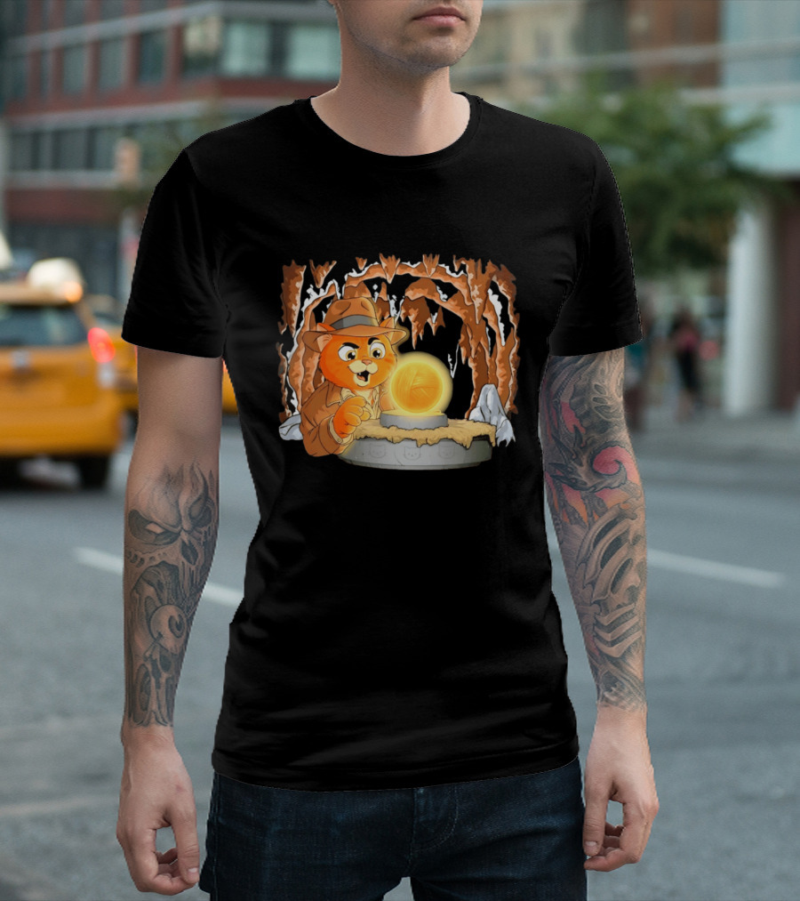 Raiders Of The Lost Yarn Cat Indiana Jones Golden Ball Relic Adventure T-Shirt