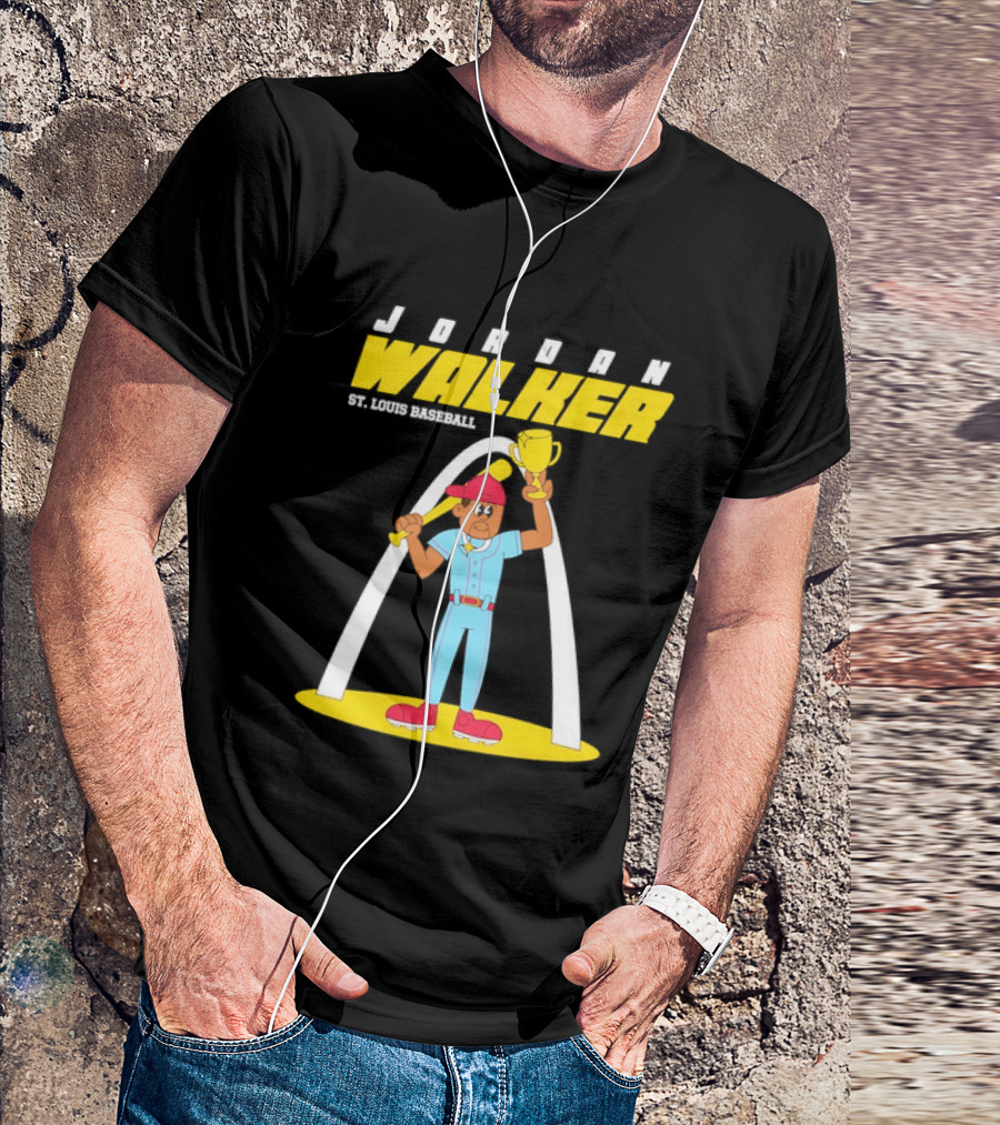 Jordan Walker St. Louis Baseball Cartoon Player Trophy Arch T-Shirt