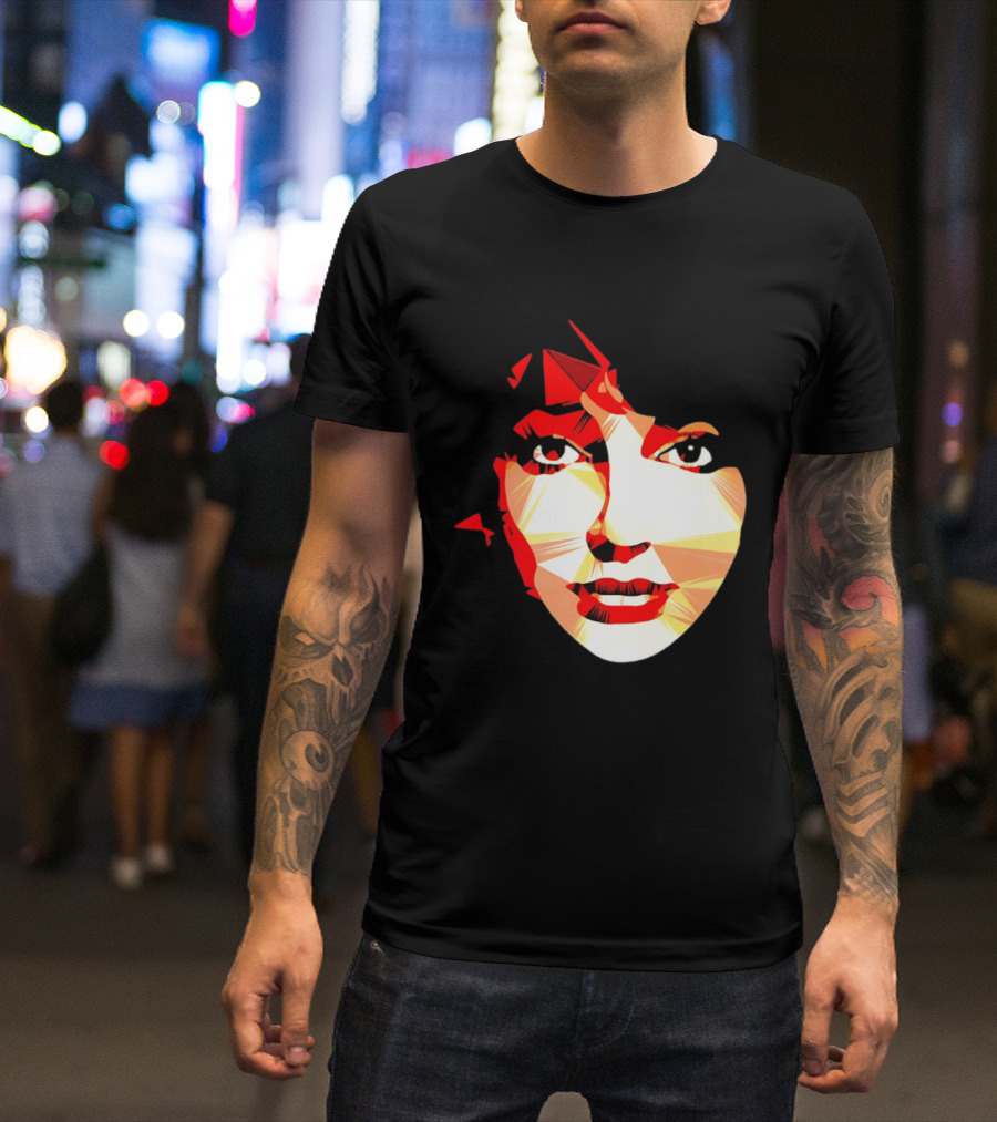Kate Bush Geometric Pop Singer Red Orange Faceted T-Shirt