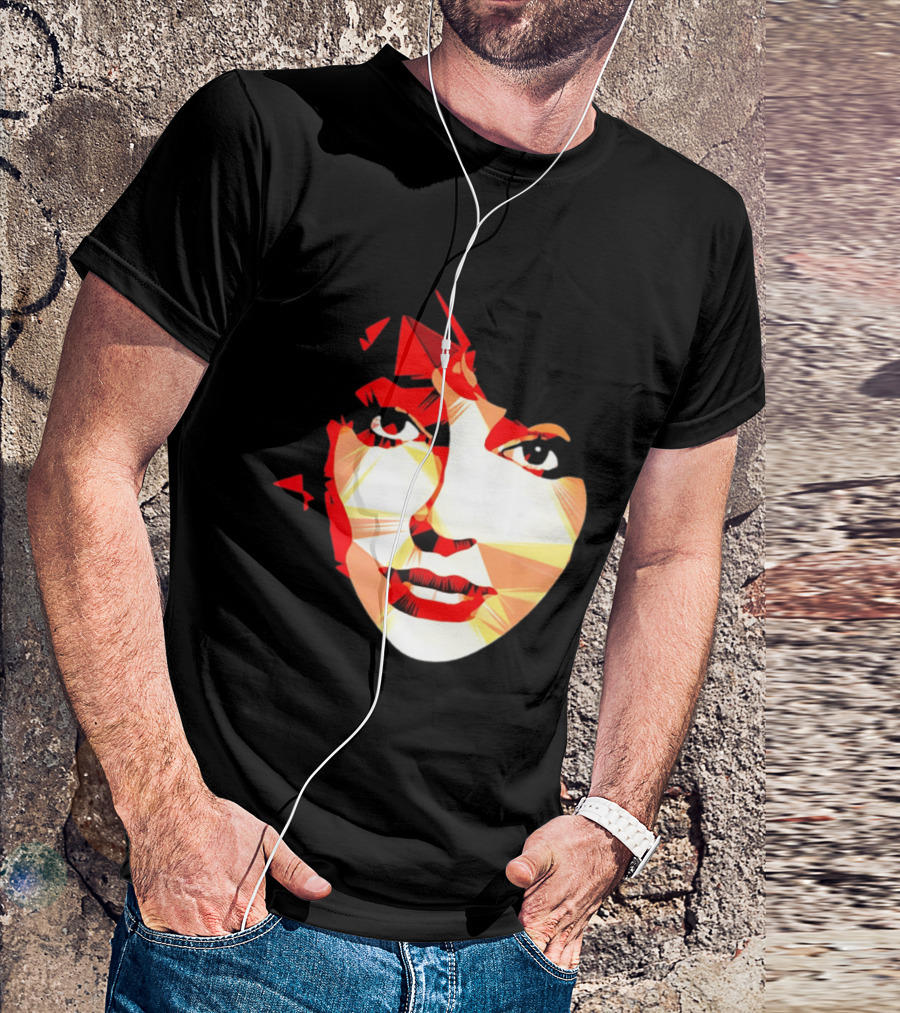 Kate Bush Geometric Pop Singer Red Orange Faceted T-Shirt