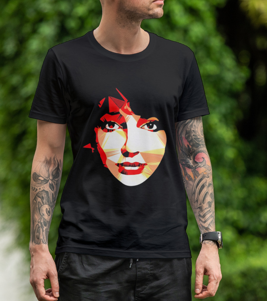 Kate Bush Geometric Pop Singer Red Orange Faceted T-Shirt