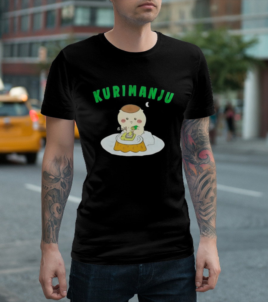 Kurimanju Chiikawa Eating At Night On Tree Stump T-Shirt